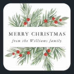 Festive Evergreen Christmas Sticker Tag<br><div class="desc">Festive Evergreen,  Christmas sticker tag. Customizable. Part of a collection</div>