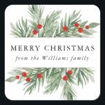 Festive Evergreen Christmas Sticker Tag<br><div class="desc">Festive Evergreen,  Christmas sticker tag. Customizable. Part of a collection</div>