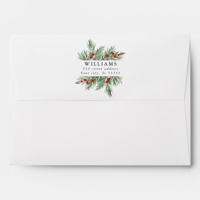 Festive Evergreen Greeting Card Envelope (Back (Top Flap))