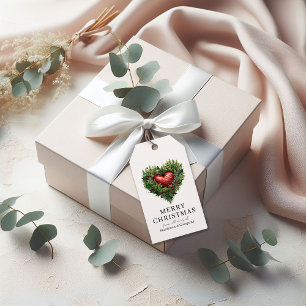 Festive Evergreen Heart Gift Tags