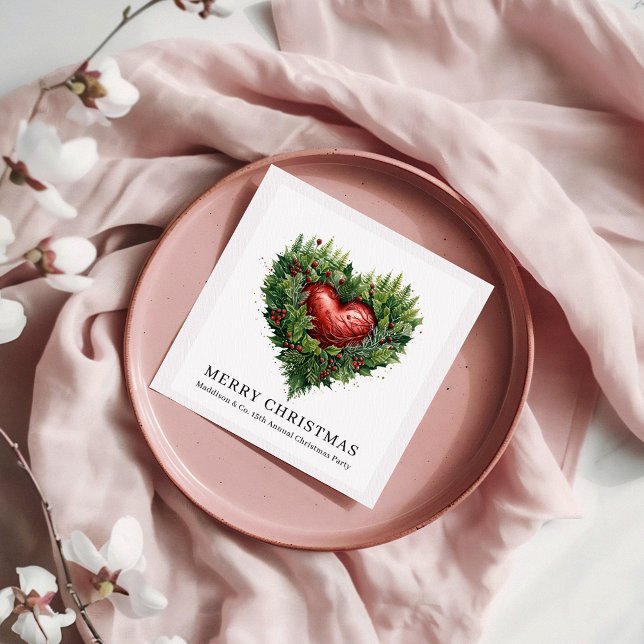Festive Evergreen Heart Napkins (Creator Uploaded)