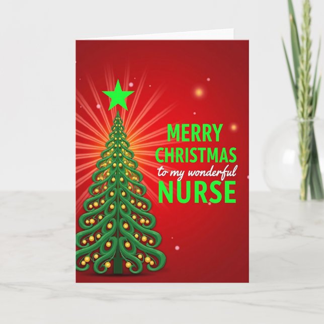 Festive Evergreen Tree Card (Front)