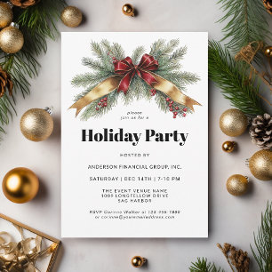 Festive Evergreens Corporate Holiday Party Invitation