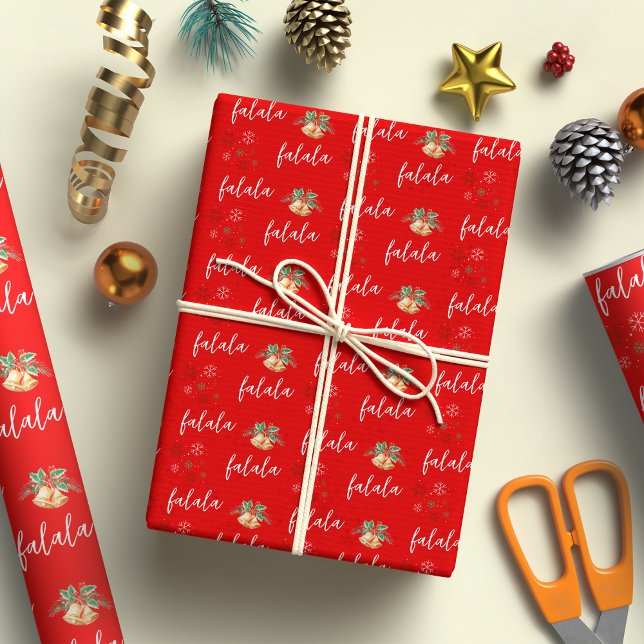 Festive Fa La La Hand Lettering Red Christmas Wrapping Paper (Creator Uploaded)