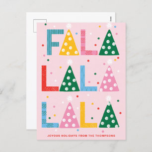 Festive FA LA LA Joyous Christmas Postcard