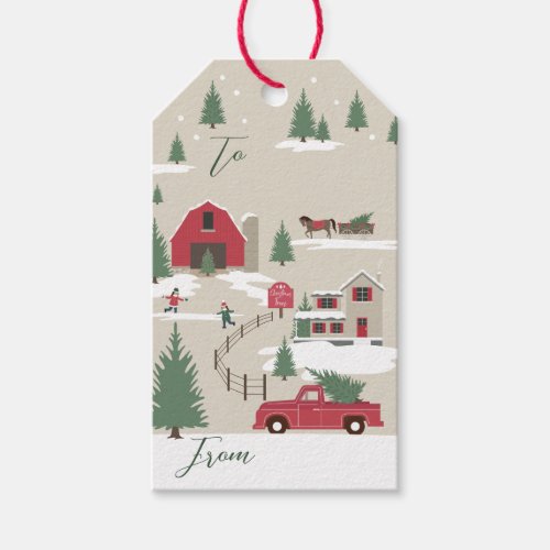 Festive Fala Vintage Christmas Tree Farm To From G Gift Tags