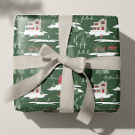 Festive Fala Vintage Christmas Tree Farm Wrapping  Wrapping Paper<br><div class="desc">Celebrate the magical and festive holiday season with our custom holiday wrapping paper sheets. Our vintage holiday design features a Christmas tree farm scenery, this Christmas pattern incorporates a farm Christmas scene featuring a farmhouse, red barn, signs, children playing and throwing snowballs, a Christmas tree, and the words fa la...</div>