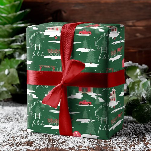 Festive Fala Vintage Christmas Tree Farm Wrapping  Wrapping Paper