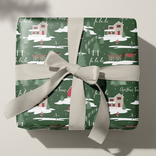 Festive Fala Vintage Christmas Tree Farm Wrapping  Wrapping Paper