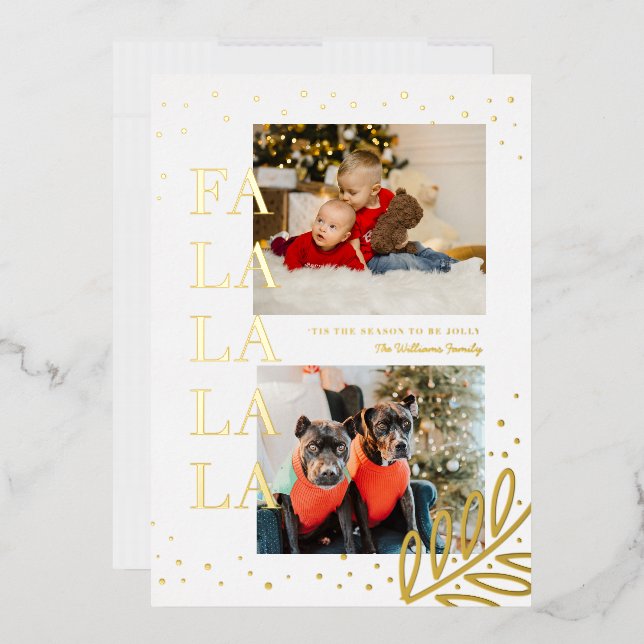 Festive FaLaLaLaLa Christmas Foil Holiday Card (Envelope)