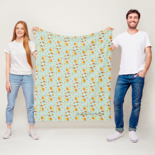 Festive Fall Candy Corn & Leaves Pattern Fleece Blanket