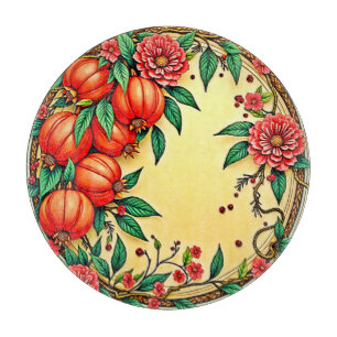 Festive Fall Floral Illustration Design Cutting Board