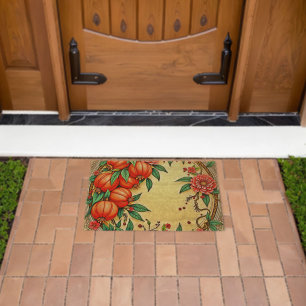 Festive Fall Floral Illustration Design Fiber Doormat