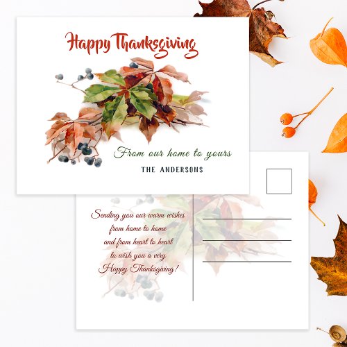 Festive Fall Foliage Thanksgiving Postcard