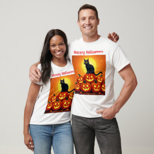Festive fall Halloween art black feline friend T-Shirt
