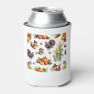Festive Fall Harvest Watercolor Pattern Classic T- Can Cooler
