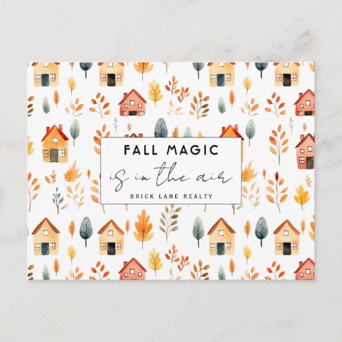 Festive Fall Leaves House Realty Promotional  Postcard
