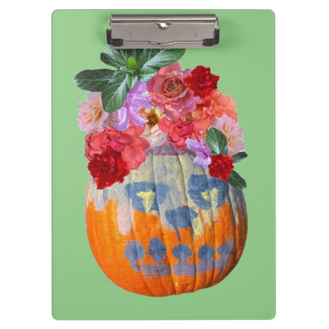Festive Fall Pumpkin Floral  Clipboard (Front)