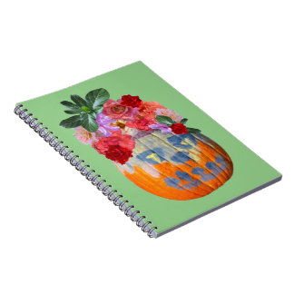 Festive Fall Pumpkin Floral Notebook