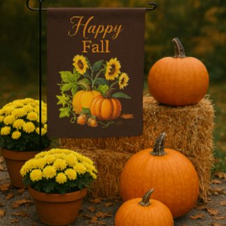 Festive Fall Season Pumpkin and Sunflower Yard and