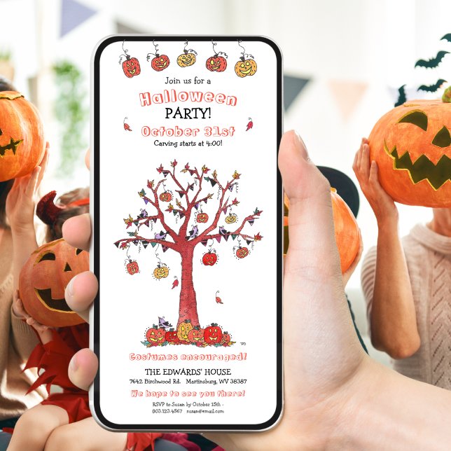 Festive Fall Tree Halloween Party Invitation (Creator Uploaded)