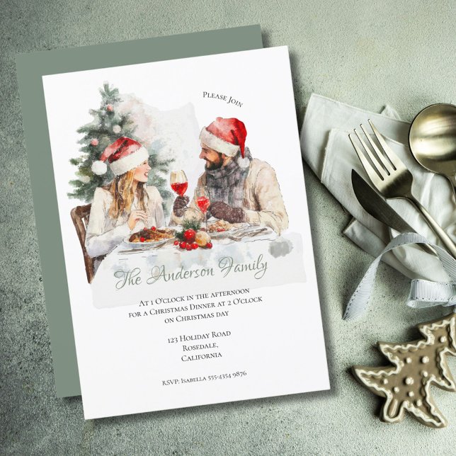 Festive Family Gathering Watercolor Illustration Invitation (Creator Uploaded)