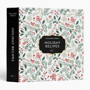 Festive Family Name Holly Berries Holiday Recipes 3 Ring Binder