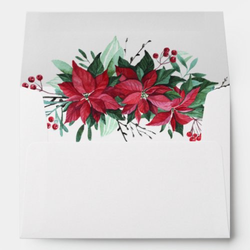 Festive Family Poinsettia Christmas Return Address Envelope