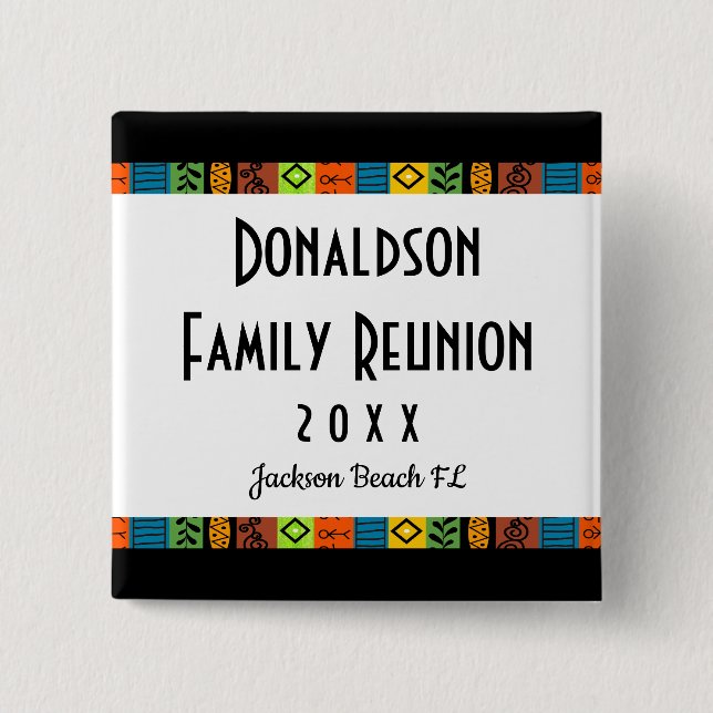 Festive Family Reunion Sq Souvenir Keepsake Gift Button (Front)