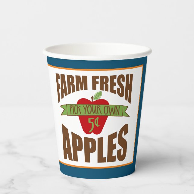 Festive "Farm Fresh" Apples & Pumpkins Paper Cups (Back)