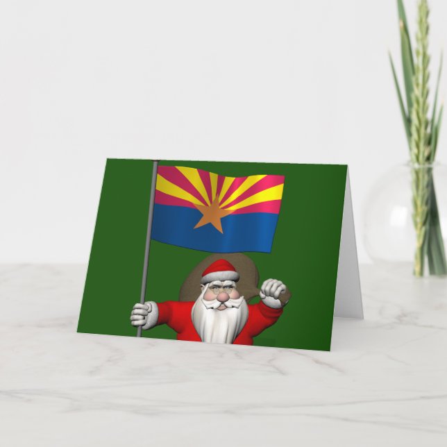 Festive Father Christmas Visiting Arizona Holiday Card (Front)