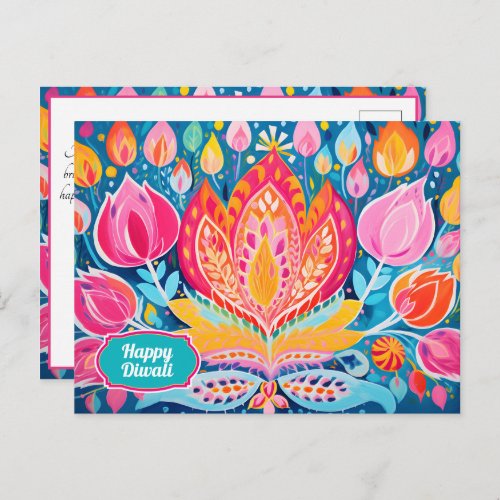 Festive Fauvist Diwali Greetings Postcard