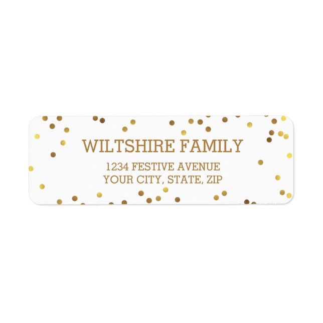 Festive Faux Gold Foil Confetti White Label (Front)
