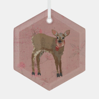 FESTIVE FAWN GLASS ORNAMENT