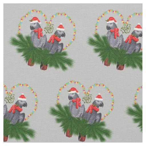 Festive Featherballs Fabric (Light Grey)