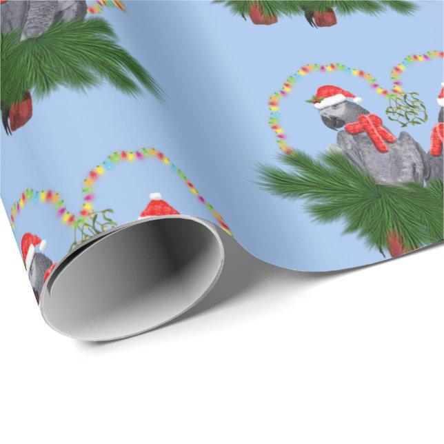 Festive Featherballs Wrapping Paper (Blue) (Roll Corner)