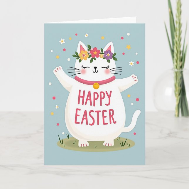 Festive Feline Friend Greeting Card (Front)