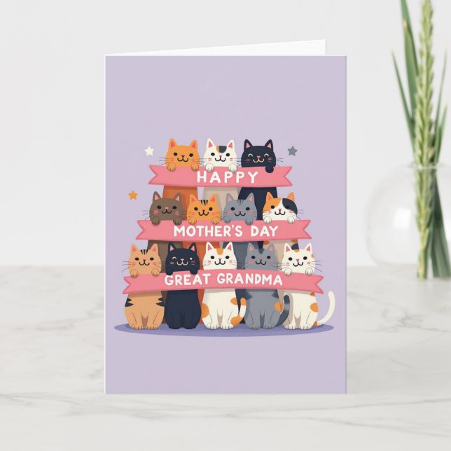 Festive Feline Mothers Day Card (Front)