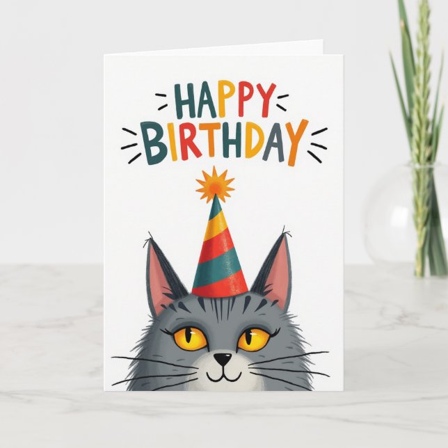 Festive Feline Party Card (Front)