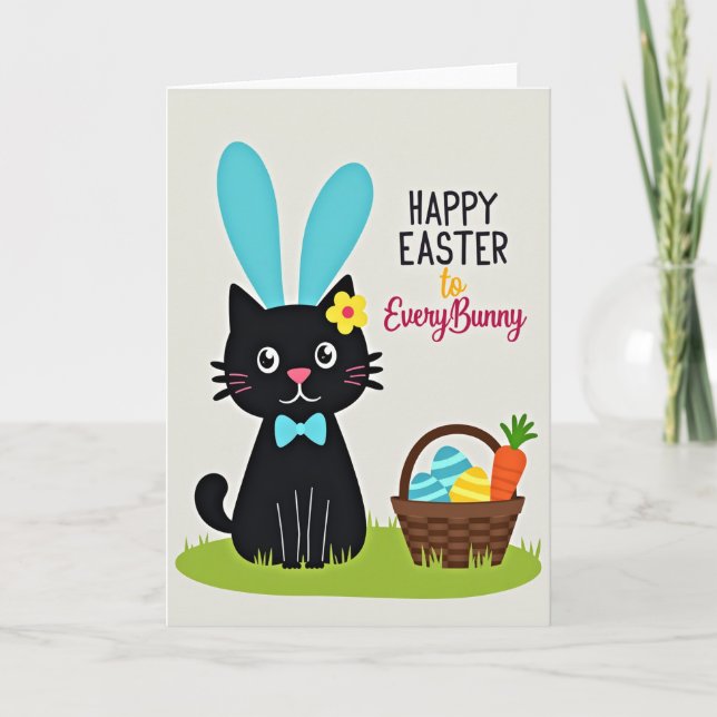 Festive Feline Spring Celebration Card (Front)