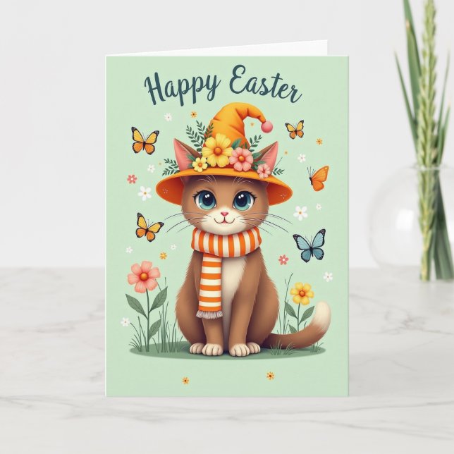 Festive Feline Spring Season Card (Front)