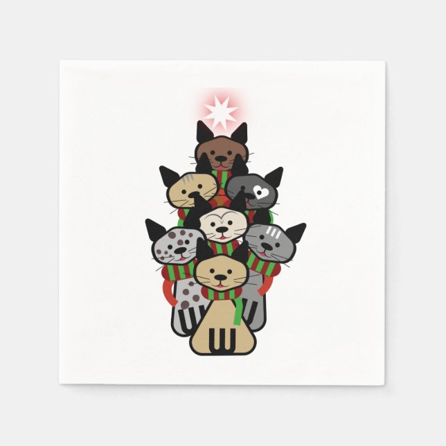 Festive Felines Christmas Napkins (Front)