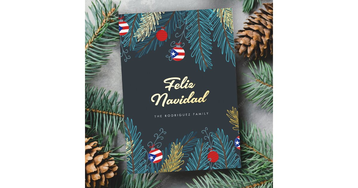 Festive Feliz Navidad Puerto Rican Photo Foil Holiday Card Zazzle