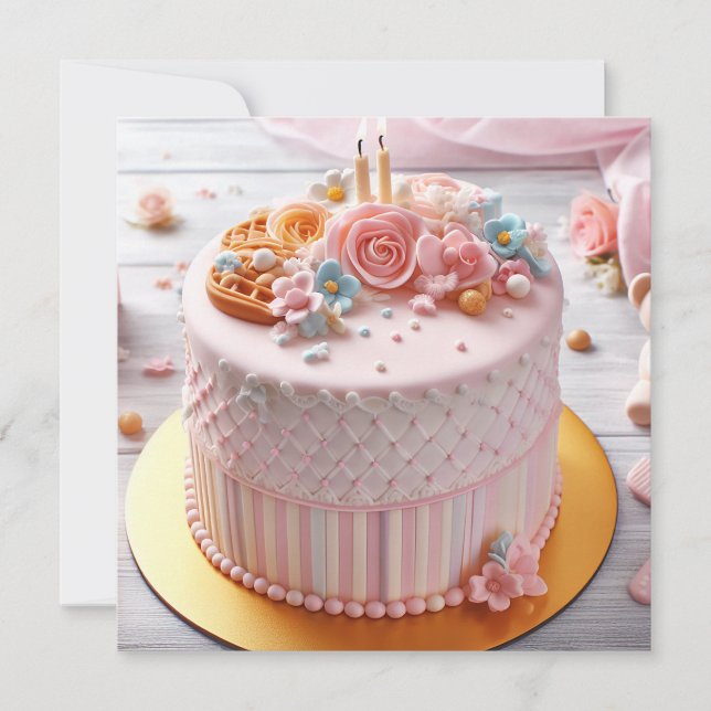 FESTIVE & FEMININE PINK FLORAL BIRTHDAY CARD (Front)