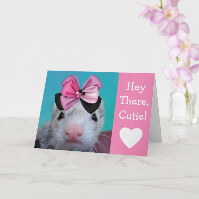Festive Ferret Birthday Card (Orchid)
