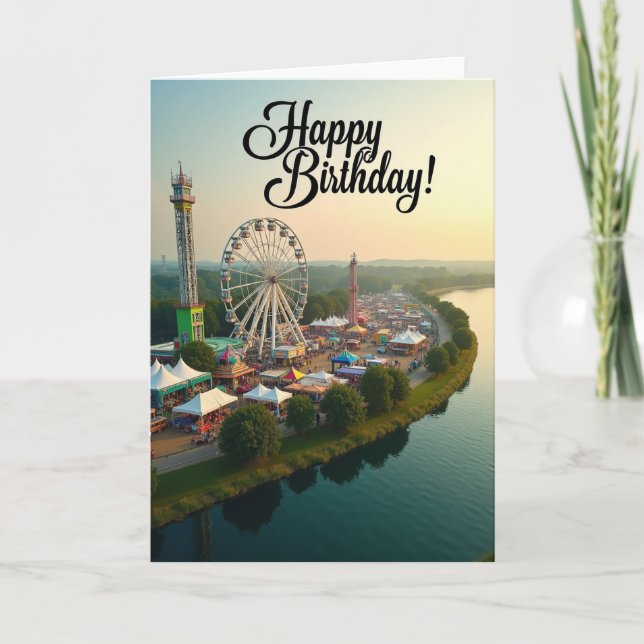 Festive Ferris Wheel Birthday Card (Front)