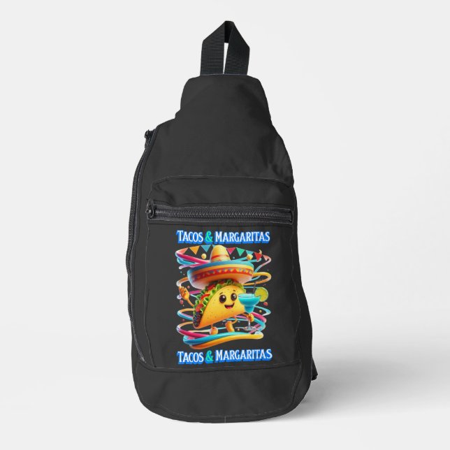 Festive Fiesta Flavors tacos and margaritas Sling Bag (Front)