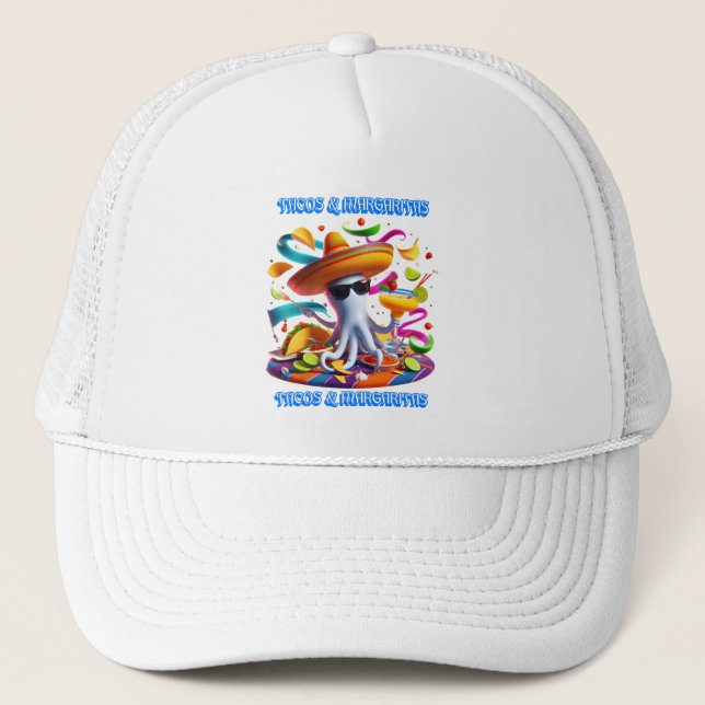 Festive Fiesta Flavors tacos and margaritas Trucker Hat (Front)