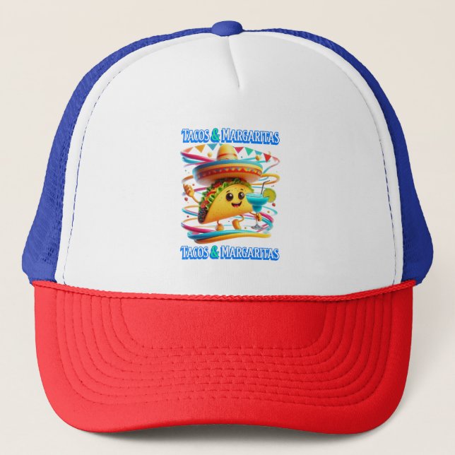 Festive Fiesta Flavors tacos and margaritas Trucker Hat (Front)