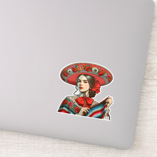 Festive Fiesta Mujer Mariachi  Sticker (Detail)
